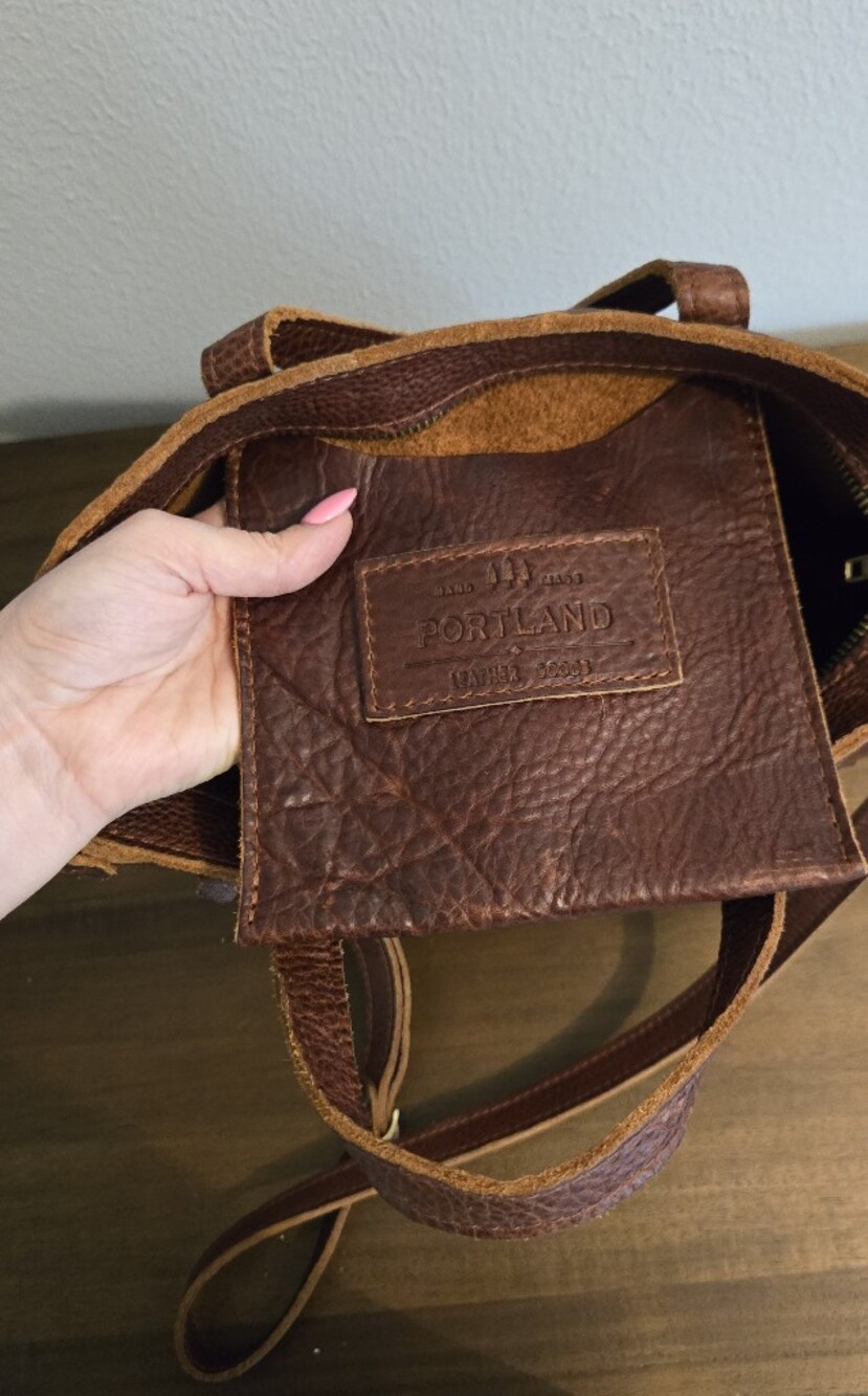 Portland leather brown leather tote bag - Picture 4 of 4